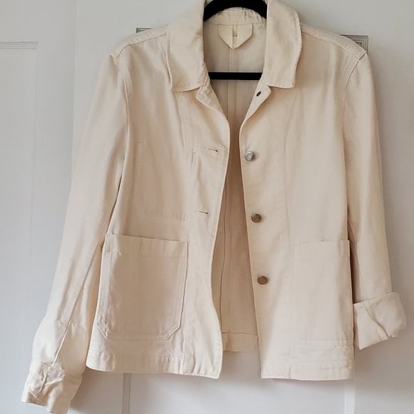 Arket Cotton Denim Chore Coat Jacket, White/Cream, M - Picture 7 of 13